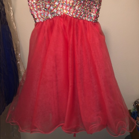 Strapless coral homecoming dress - Picture 3 of 3